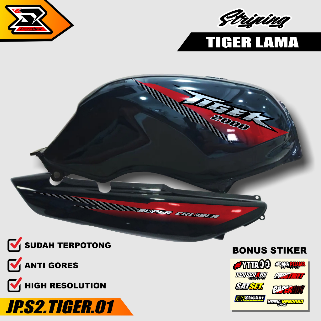 Striping Tiger Lama - Sticker Honda TIGER OLD Stiker Variasi Racing Ori Sudah Cutting  (JP.S2) 01