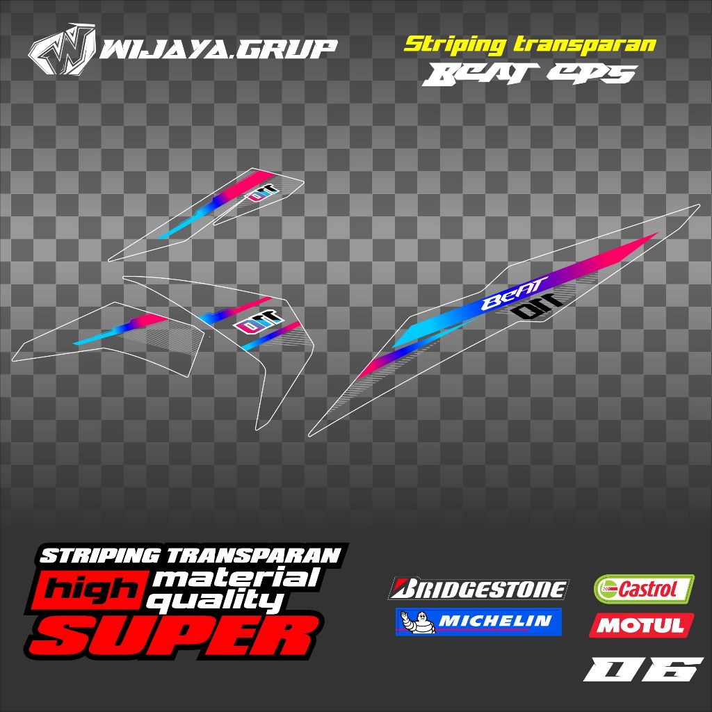 Striping Transparan beat esp uv maxdecal model original new desain vietnam race wijaya