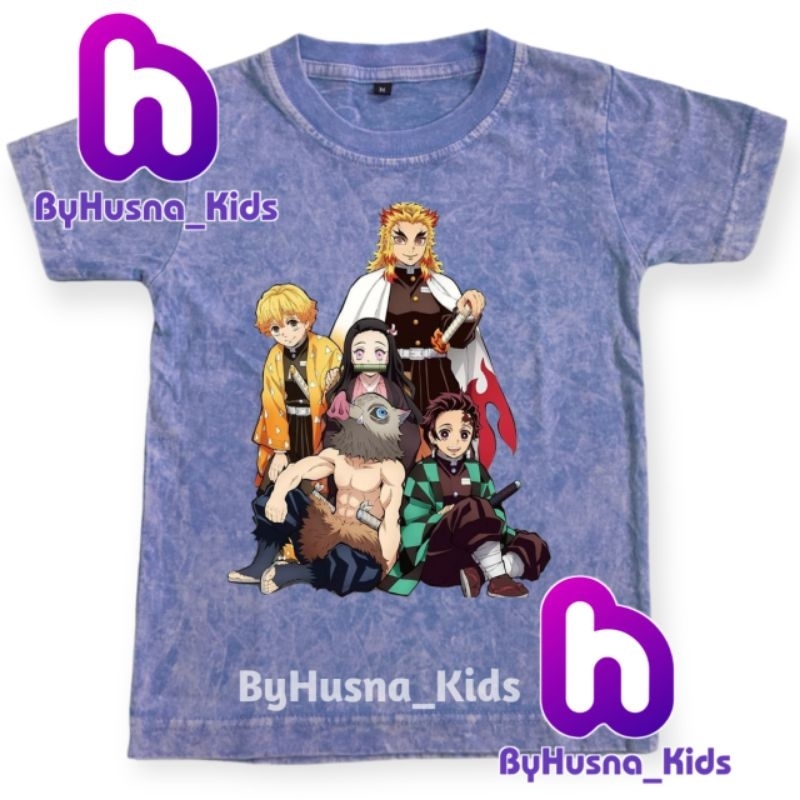 BAJU WASHED ANAK KAOS ANAK NEZUKO ANIME KIMETSU NO YAIBA DEMON SLAYER BAHAN PREMIUM PAKAIN ANAK ATAS