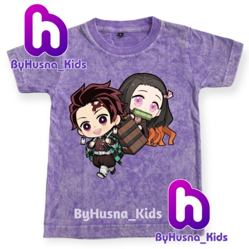 BAJU WASHED ANAK KAOS ANAK NEZUKO ANIME KIMETSU NO YAIBA DEMON SLAYER BAHAN PREMIUM PAKAIN ANAK ATAS