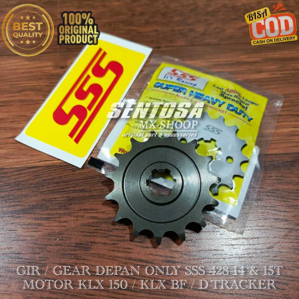 [ SSS ORIGINAL ] GIR / GEAR DEPAN ONLY UKURAN 428 - 14T & 15T MOTOR KLX 150 | KLX BF | D-TRACKER