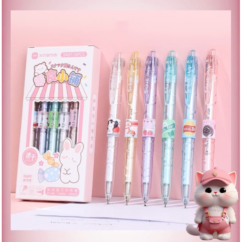 

N73 ( 6 IN 1 ) Pulpen Mekanik Candy Soft Pastel Color Edition / Chinese Edition Pen / Pena 0.5mm Morandi Elegant Cute / Pulpen Isi 6