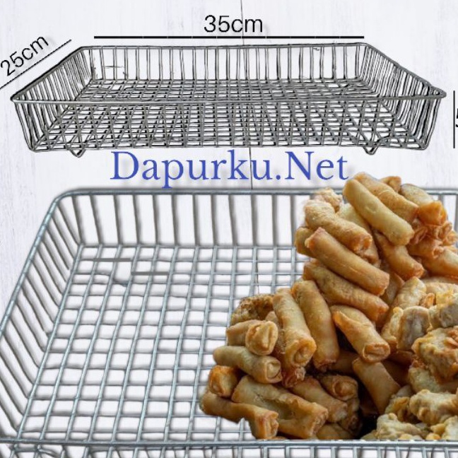 Premium Cooling Rak Keranjang Saringan Gorengan Persegi panjang Tirisan Minyak Peniris Gorengan