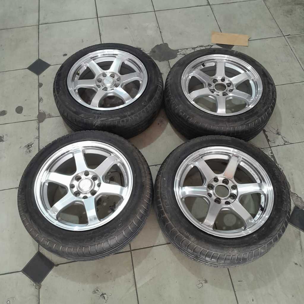 VELG MOBIL BEKAS RAYS R15X7 8X100/114 ET38 + BAN PHI 185 55 R15 VELG UNTUK MOBIL AGYA AYLA SIGRA CAL