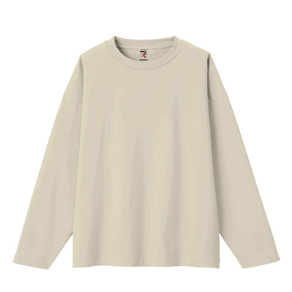 Rizgo - T-Shirt Kaos Panjang Polos Cream Quality Unisex