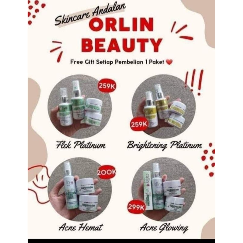 PAKET SKINCARE ORLIN BEAUTY ORIGINAL 100% (FREE GIFT GRATIS) / ORLIN BEAUTY SKINCARE / ORLIN BEAUTY 
