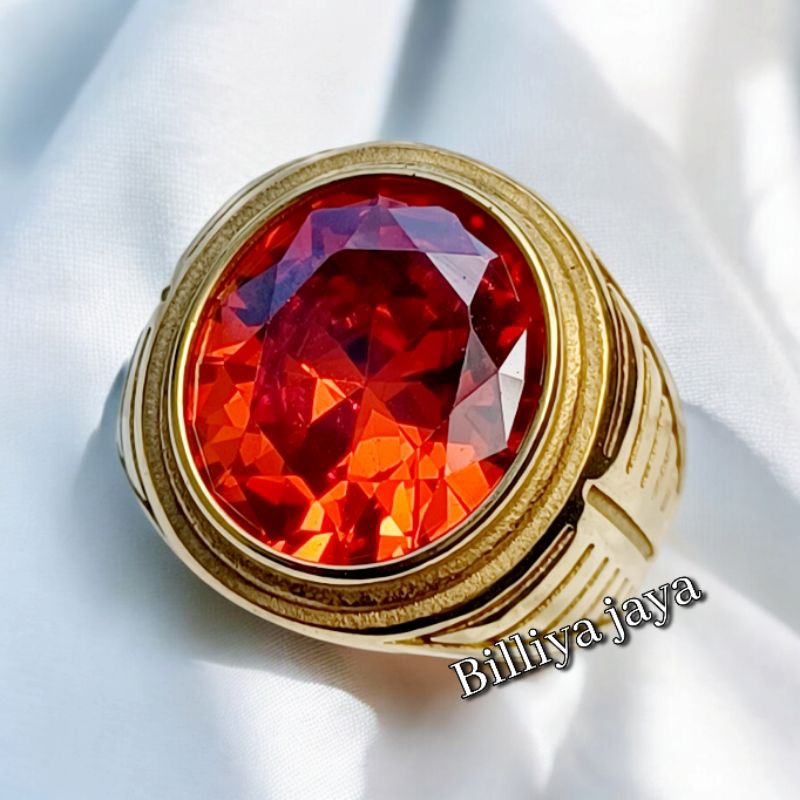 CINCIN BATU PERMATA PAPARACA RING TITANIUM SUPER