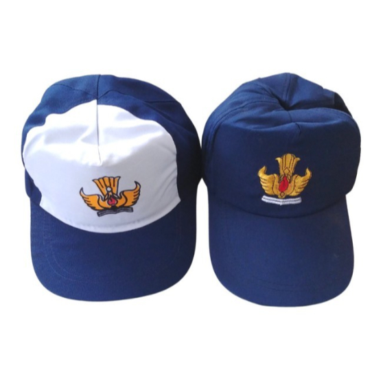 Grosir Topi Sekolah SMP Warna BIRU dan BIRU PUTIH Logo Bordir 1 Kodi (20 Pcs)