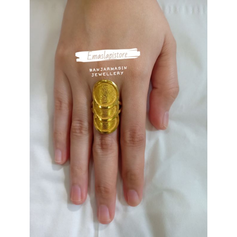 Cincin Tumpuk Lembar Koin Lapis Emas 999 Banjar