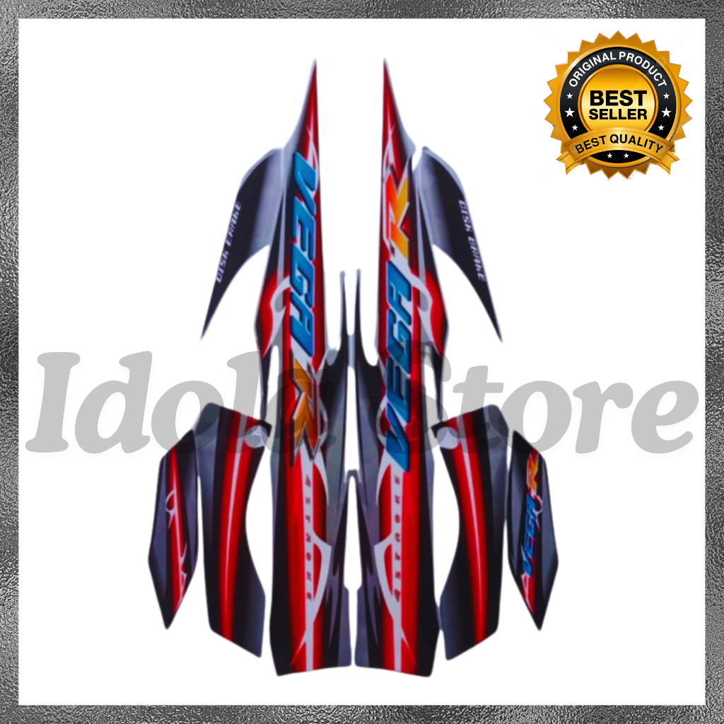 Stiker Striping Yamaha Vega R 2007 Hitam Merah List Stiker Standar Vega New 2007 Berkualitas Terbaik