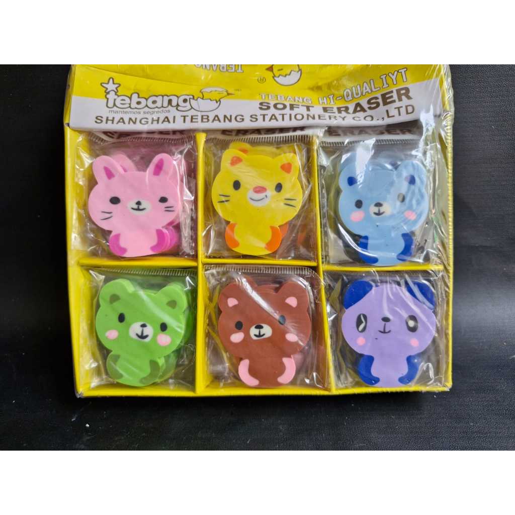 

(Dapat 6pc) Setip 16086/Penghapus/Eraser Anak Anak Murah Karakter Animal CAT
