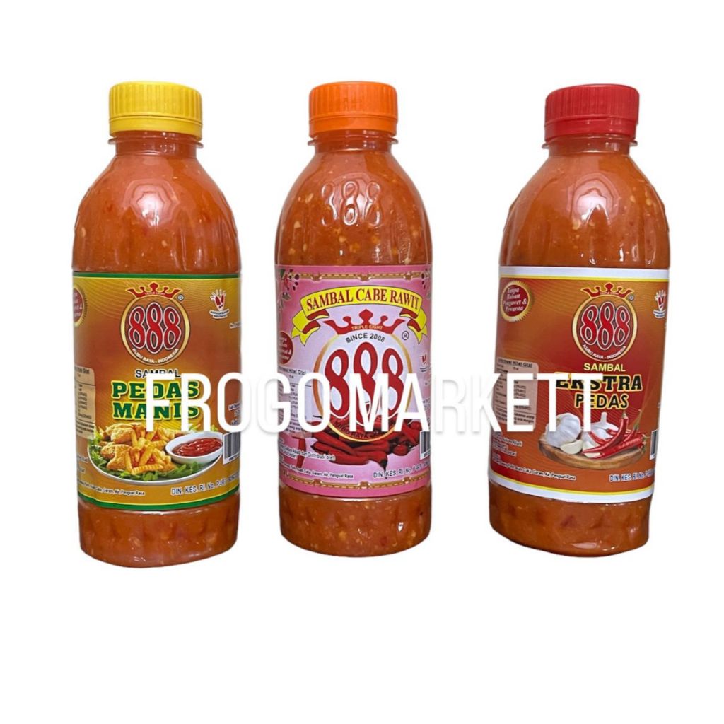 

888 Saus Sambal Triple Eight Chili Sauce Extra Pedas, Pedas Manis, Original 350ml