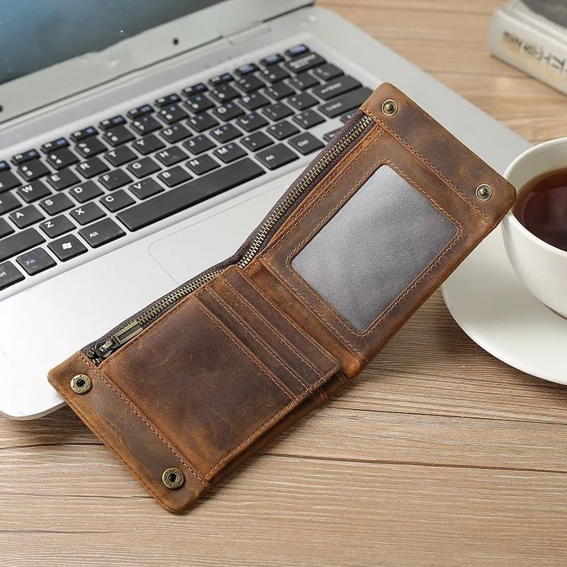 Dompet lipat pria kulit sapi asli crazy horse termurah