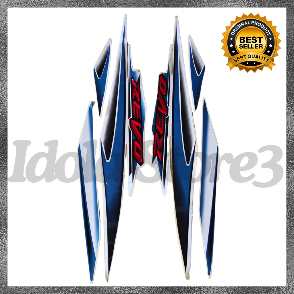 Striping Honda Revo 2007 Silver Biru list body standart motor revo 2007
