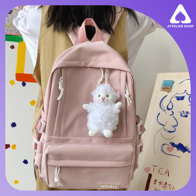 Tas Ransel Sekolah Wanita Stylish Korea - Backpack Laptop Kuliah Modern(9364 / 2022-142 / 2022-128