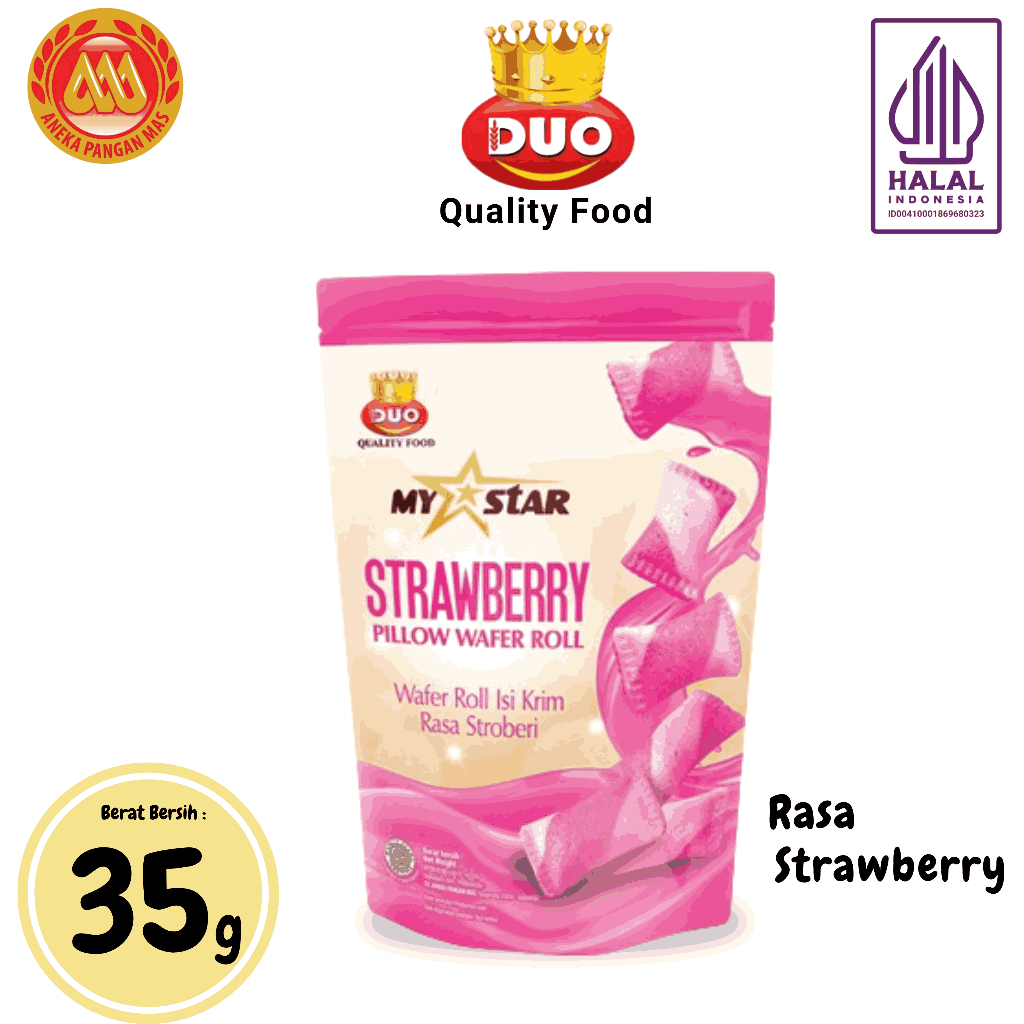

QH DUO My Star Pillow Wafer Cokelat (1 Karton X 30 pcs) - Netto 35gr Snack Cemilan Anak Murah