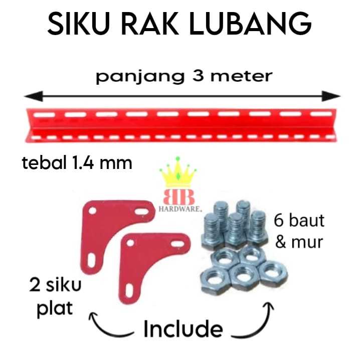 SIKU RAK LUBANG 1.4 MM PANJANG 3 METER / RAK SIKU LUBANG BESI