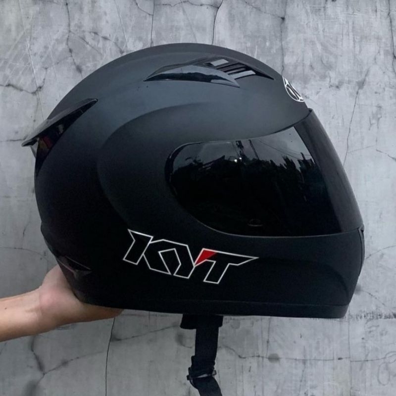 KYT R10 BLACK MATTE SOLID ORIGINAL | KACA DARK | HELM FULL FACE KYT R-10 HITAM DOFF POLOS ORI SNI DO