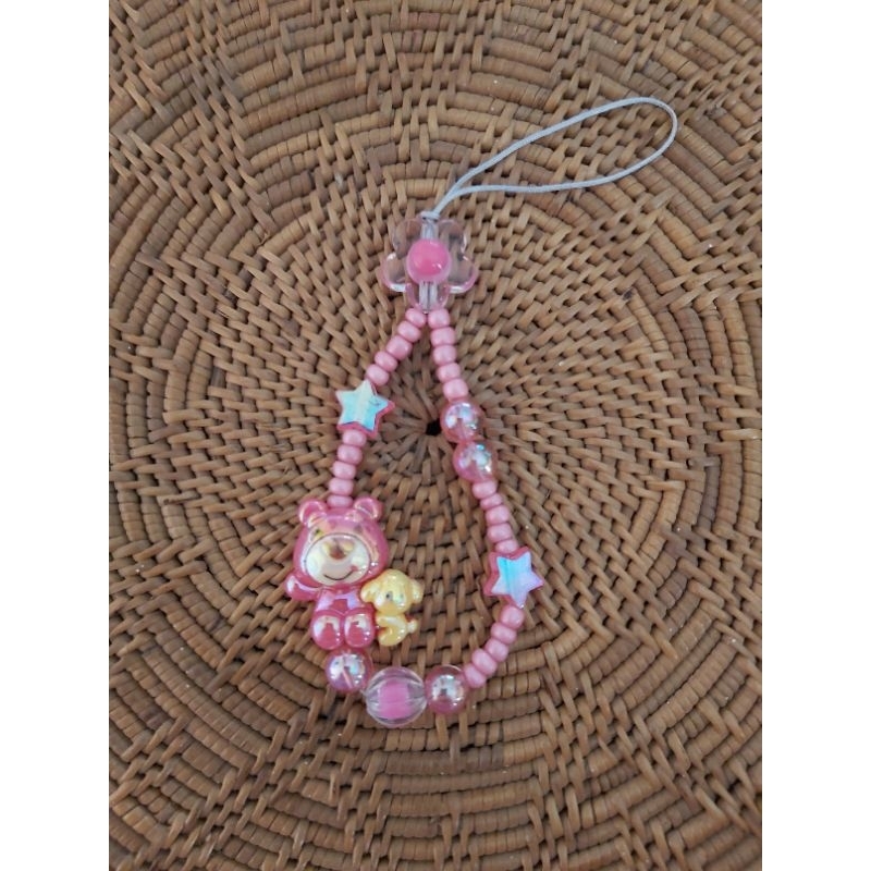 Strap phone lotso fuschia/strap phone lotso/strap pgone karakter/gantungan hp/gantungan hp lotso/aks