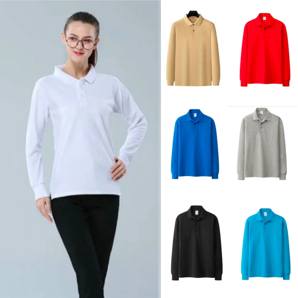 Kaos Kerah Wanita Lengan Panjang Polos/Kaos Wanita Kerah Seragam