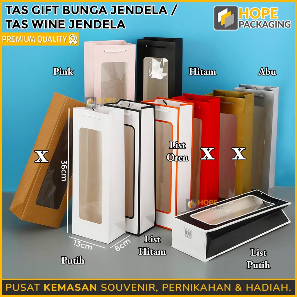 

Paper Bag Flower Jendela Size : 8x13x36 cm / Tas Gift Souvenir Bunga / Kotak Hadiah Ulang Tahun Bahan Kertas Jendela Transparan / Mika Paperbag / PaperBag Wine / Gift Bag Transparant / Paper Bag Buket Bunga