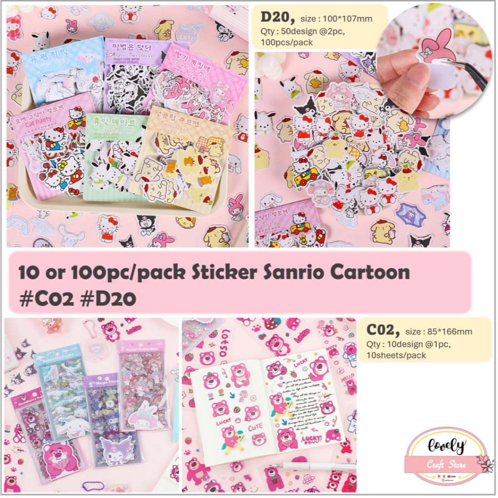 

LovelyCraftStore | C02 D20 ~ 10 or 100pcs/pack Journal Sticker Cartoon Sanrio for scrapbook DIY bullet journal mahar decoration tape