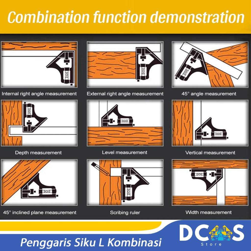 

gk Penggaris Siku L Kombinasi Wateass Combination Square Ruler Sudut