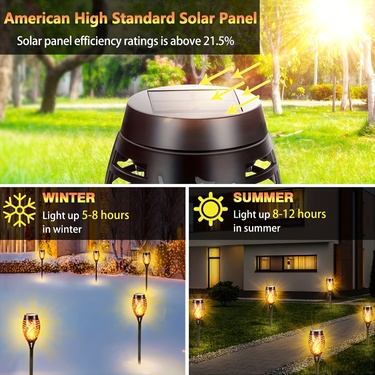 Lampu Dekorasi Halloween Tenaga Surya di Luar Ruangan, Kontrol Cahaya, Lampu Obor Surya 12LED Dengan