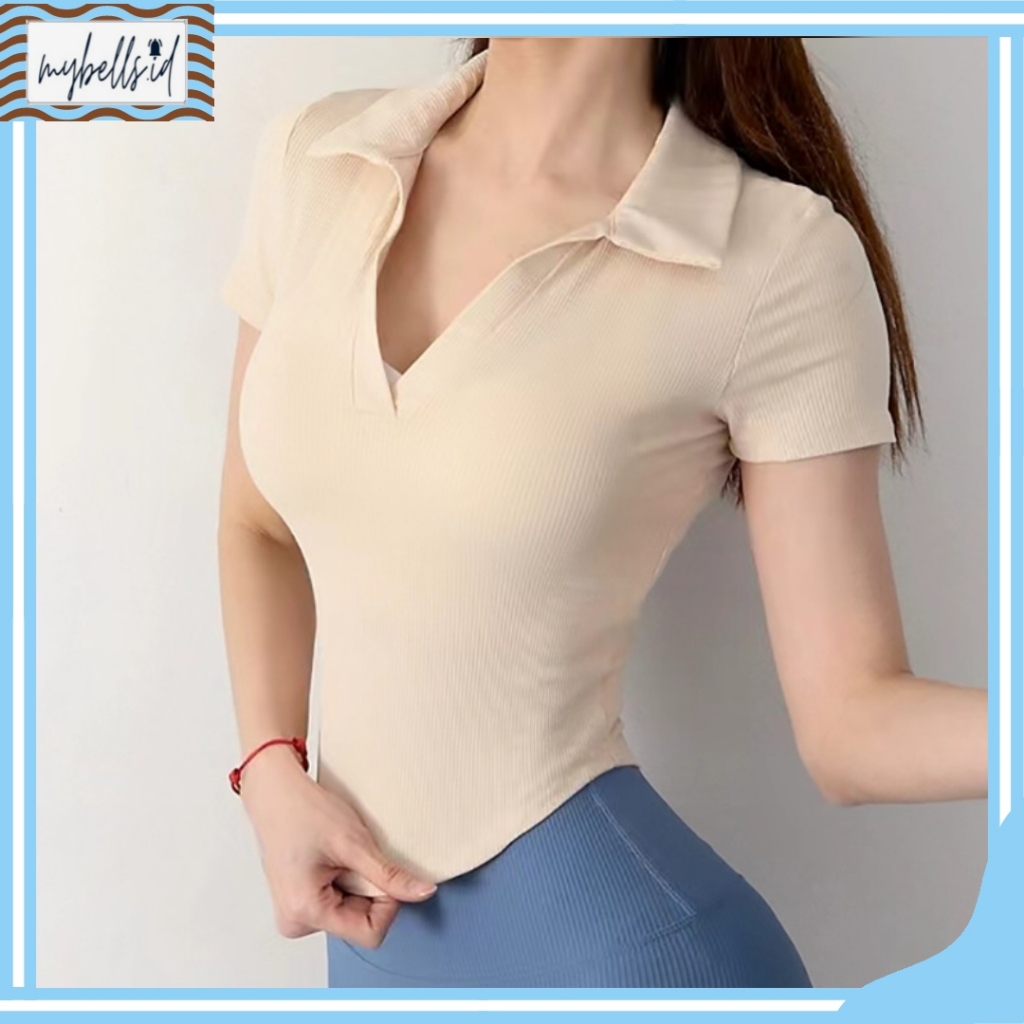 MB BJ479 Atasan Crop Top V neck Model Baju Crop Top Oval Fashion Korea