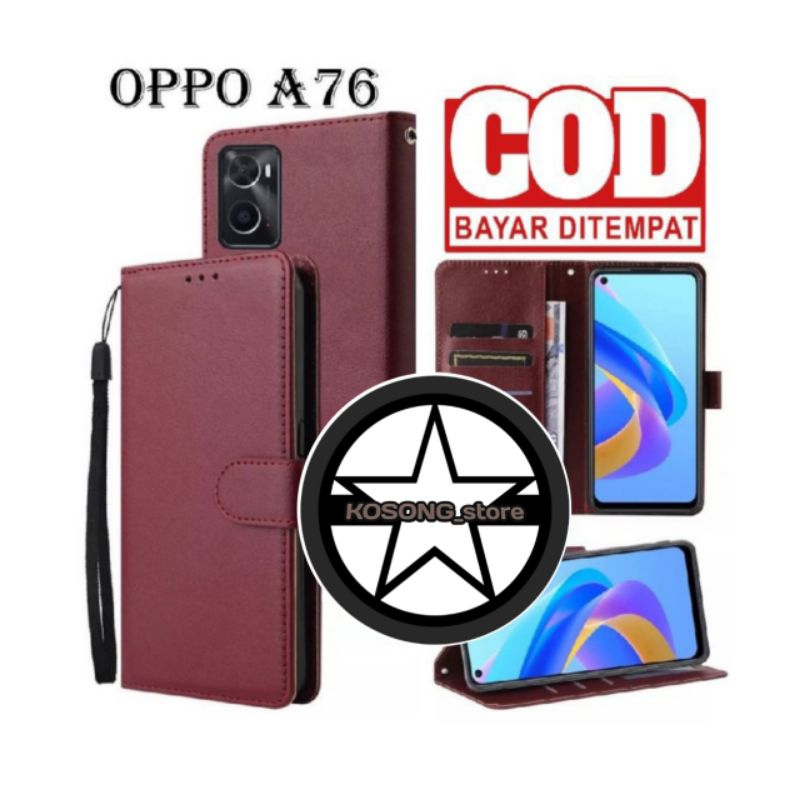 Oppo A76 Wallet Case Kulit Casing Dompet Case Wallet Leather Flip Case Oppo A76 Casing hp leather do