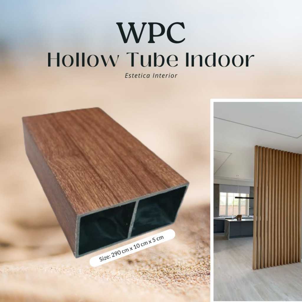 WPC Hollow Tube Holo Partisi Kisi Kisi Square Indoor Ukuran 10x5 cm Harga Per Batang