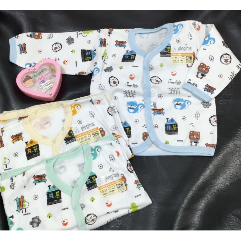 Baju newborn pendek kancing depan / baju newborn