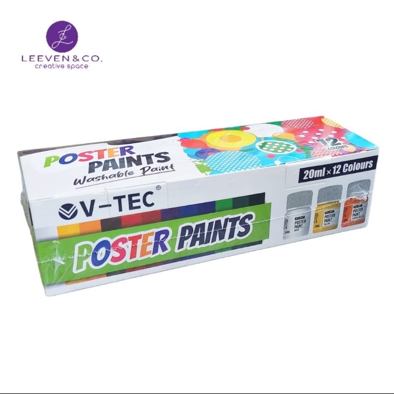 

V-TEC POSTER PAINT / CAT POSTER SEKOLAH UK 20ML (6 & 12 CLR)