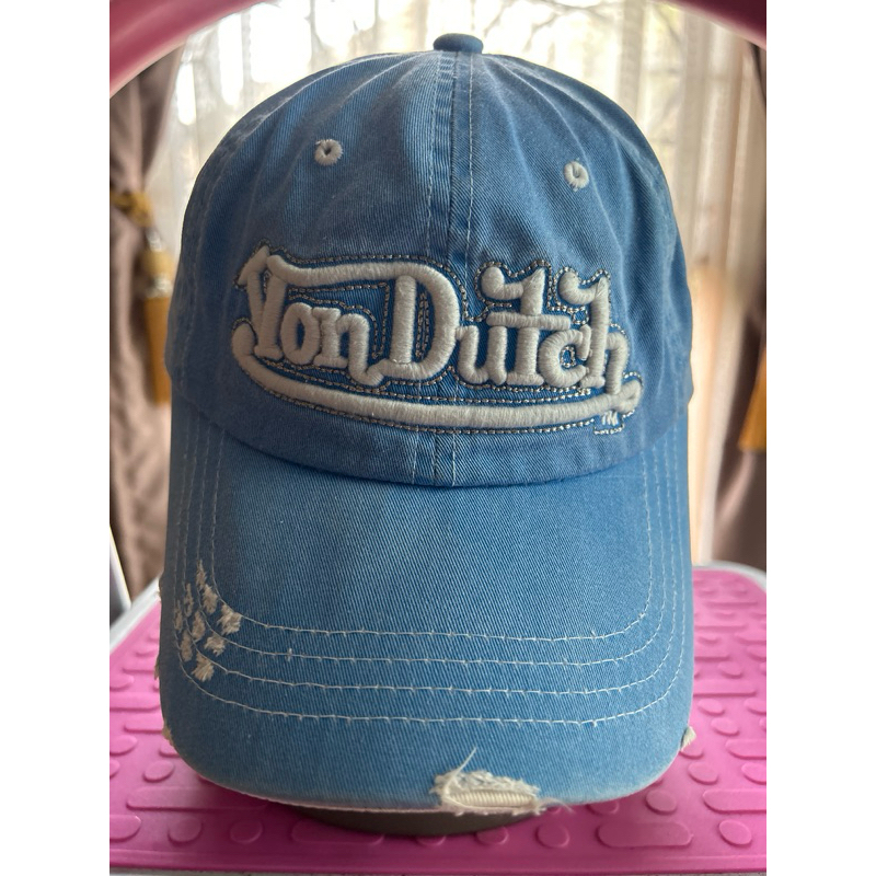 Topi sekon Model Cap ripped washed, Von Dutch , warna biru muda