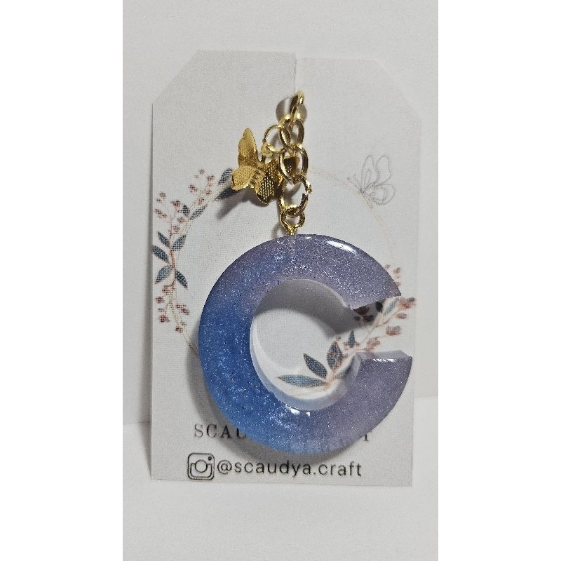 Resin Keychain Alphabet / Gantungan Kunci Resin Alfabet Huruf ( bisa custom nama )