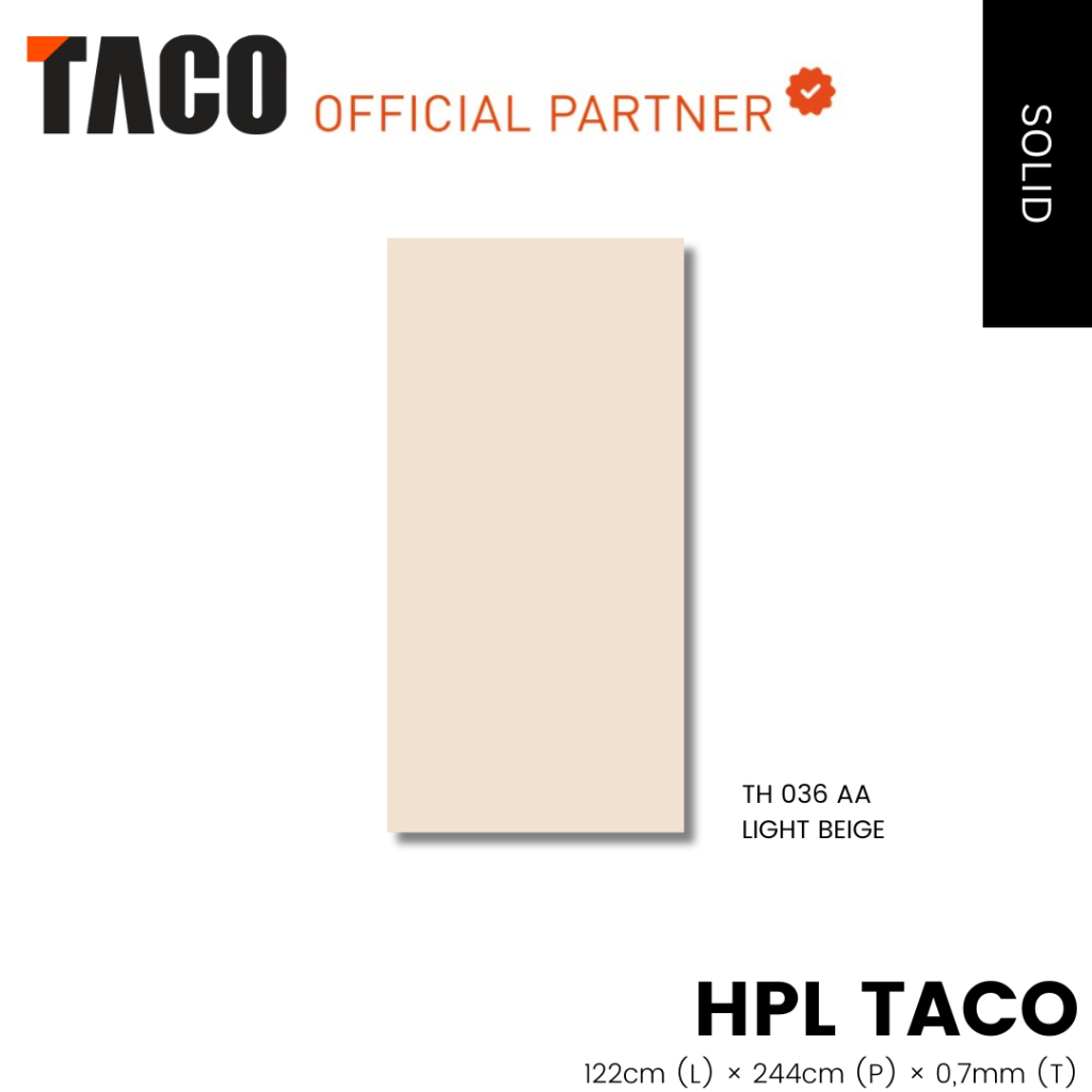 HPL TACO SOLID TH 036 AA LIGHT BEIGE