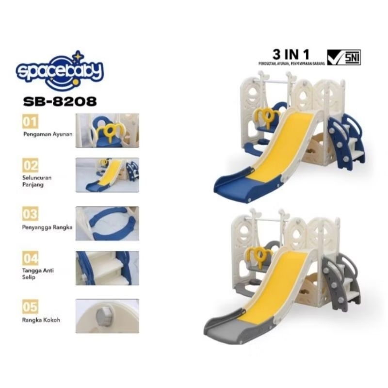 Spacebaby Slide 3 in 1 SB 8208 / Mainan Perosotan dan Ayunan anak Spacebaby