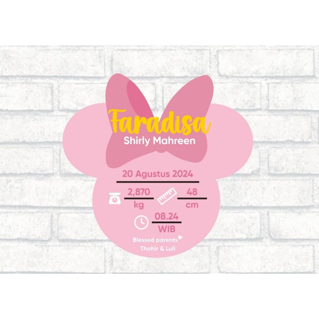 Hospital Board | Baby New Born | Papan Nama Acrylic Bayi Baby Announcement Newborn Gift Akrilik