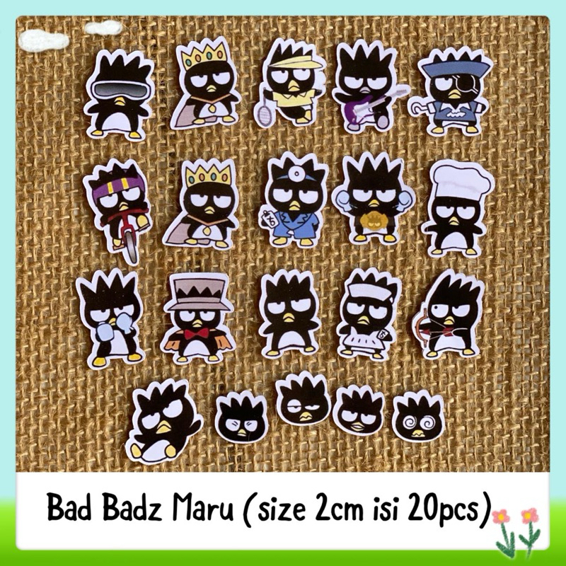 

20pcs sticker tempelan glossy sanrio bad badz maru hitam