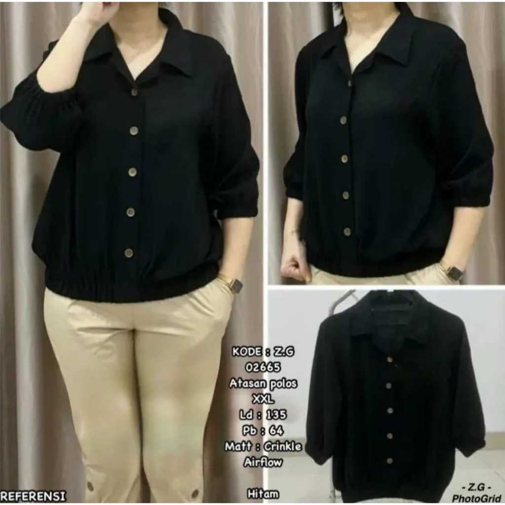 atasan kemeja crop / blouse wanita kekinian bahan cringkle premiun / atasan blouse polos/ kemeja wan