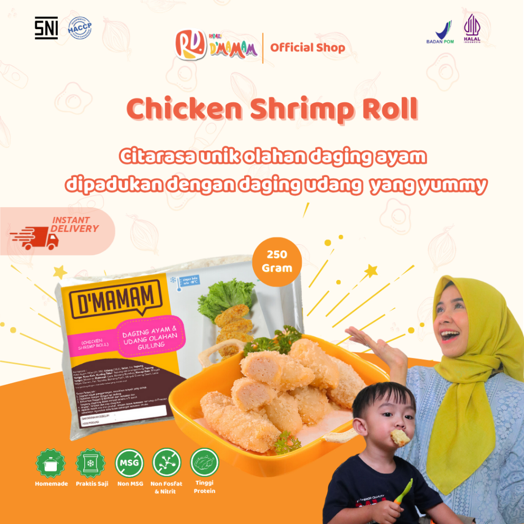 

D'MAMAM Chicken Shrimp Roll 250g Bento Frozen Anak MPASI Homemade Olahan Seafood BPOM HALAL