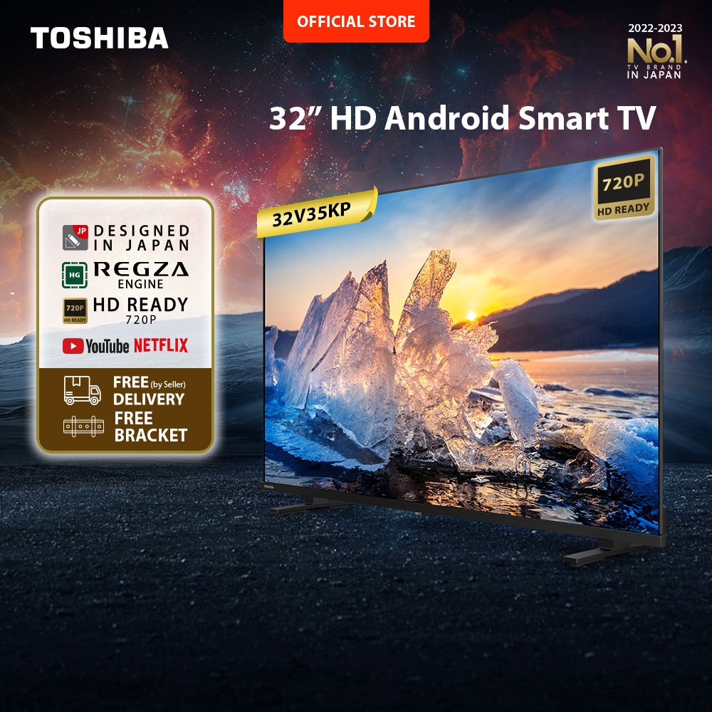 [FREE ONGKIR JABODETABEK] [FREE BRACKET] Toshiba TV 32" HD Android TV - Google Assistant Netflix Dis