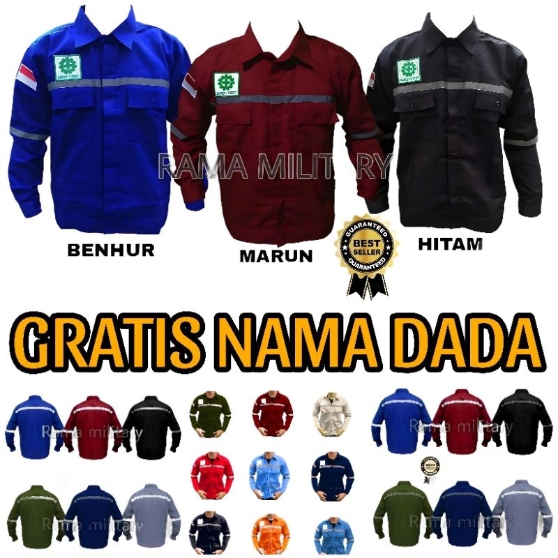 KAMEJA SAFETY/PROYEK/TEKNIK/LAPANGAN GRATIS NAMA DADA