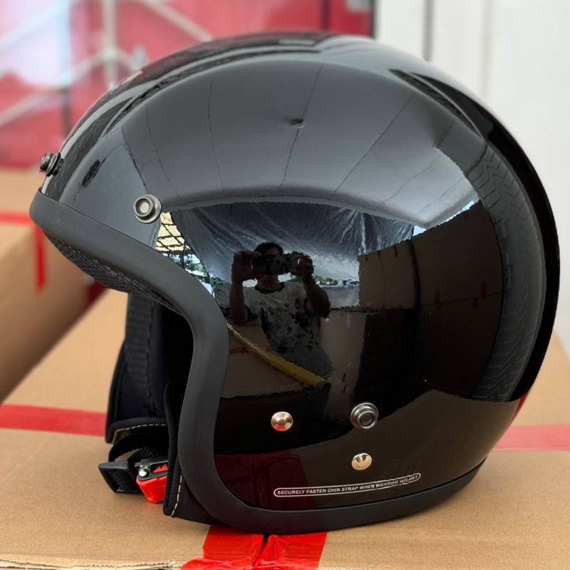 helm polos bogo retro hitam (tanpa kaca)