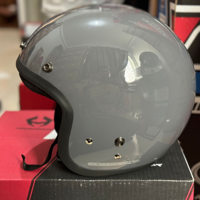 helm polos bogo retro abu-abu (tanpa kaca)
