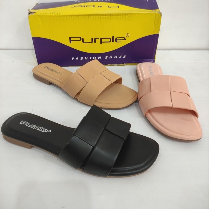 Sandal Flat Purple Model Terbaru tipe RZF 917 | Sandal Harian Purple | Sandal Fashion Purple