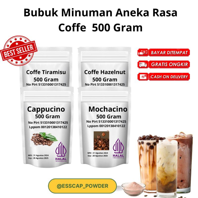 

Bubuk minuman 500 gram Aneka Rasa Coffe / Serbuk minuman Aneka Rasa kekinian / Minuman Boba /Minuman instan / Drinks powder