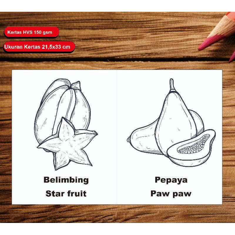 

KERTAS GAMBAR/KARTU MEWARNAI/BUAH-BUAHAN.