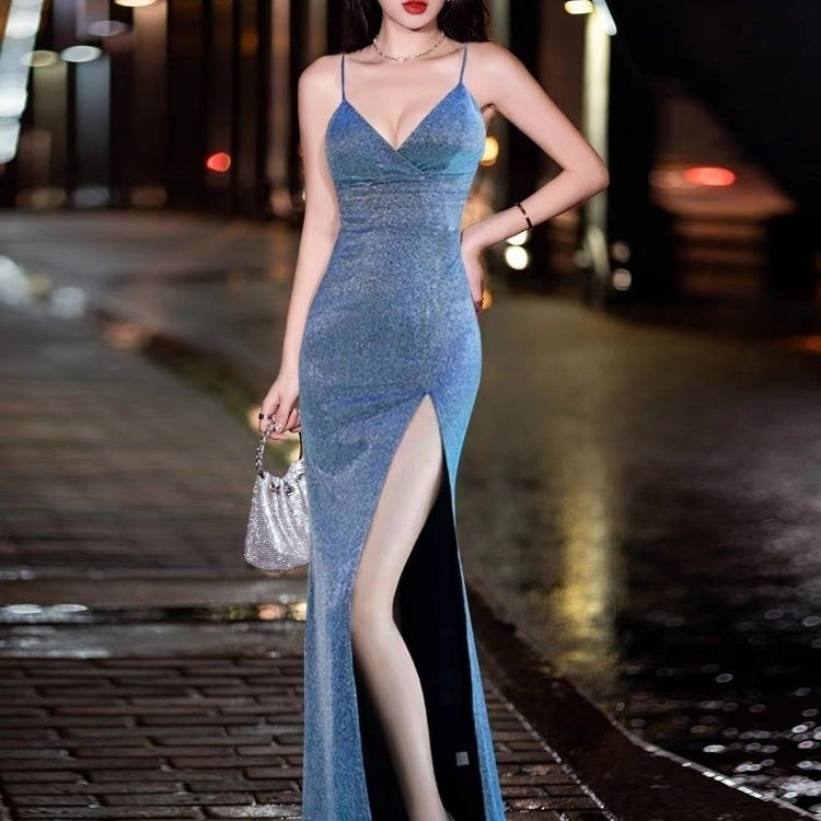 2024 New Long Dress Sequined Starry Sky Sexy Evening Dress gaun pesta mewah elegan gaun perjamuan