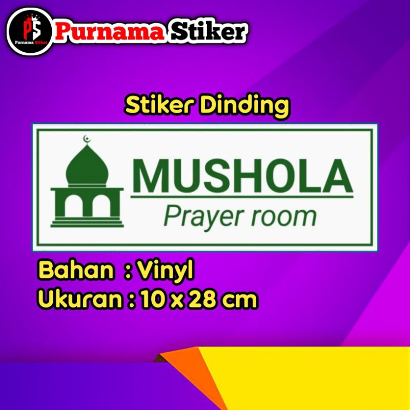 

Stiker Dinding pemberitahuan MUSHOLA Bahan vinyl ukuran 10 x 28cm